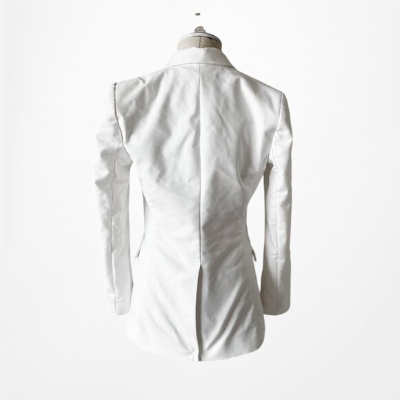 Mango White Double Breasted Shoulder Padded Tailored Fit Blazer Jacket Size XS - Picture 7 of 9